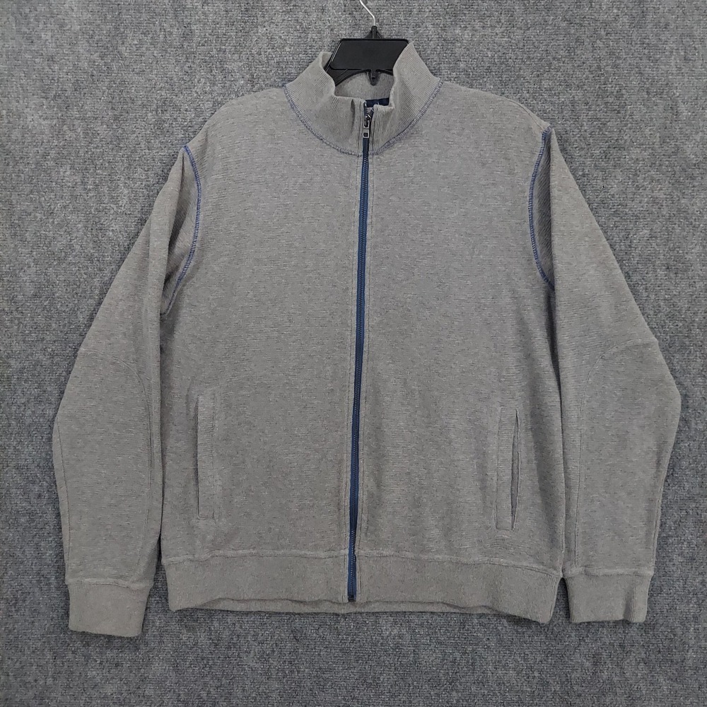 Robert Graham Sweater Womens Medium Gray Full Zip Mock Neck Classic Fit Knit